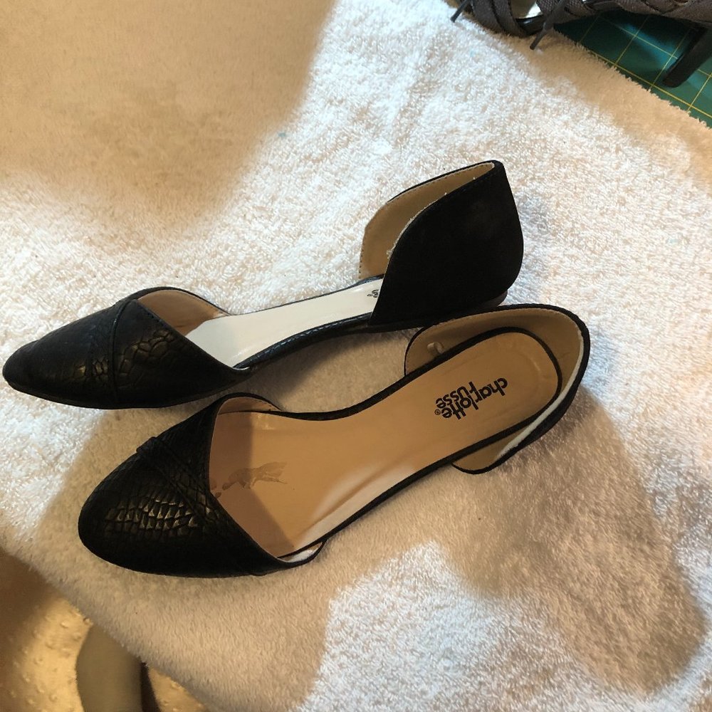 Black leather Flat D'Orsay